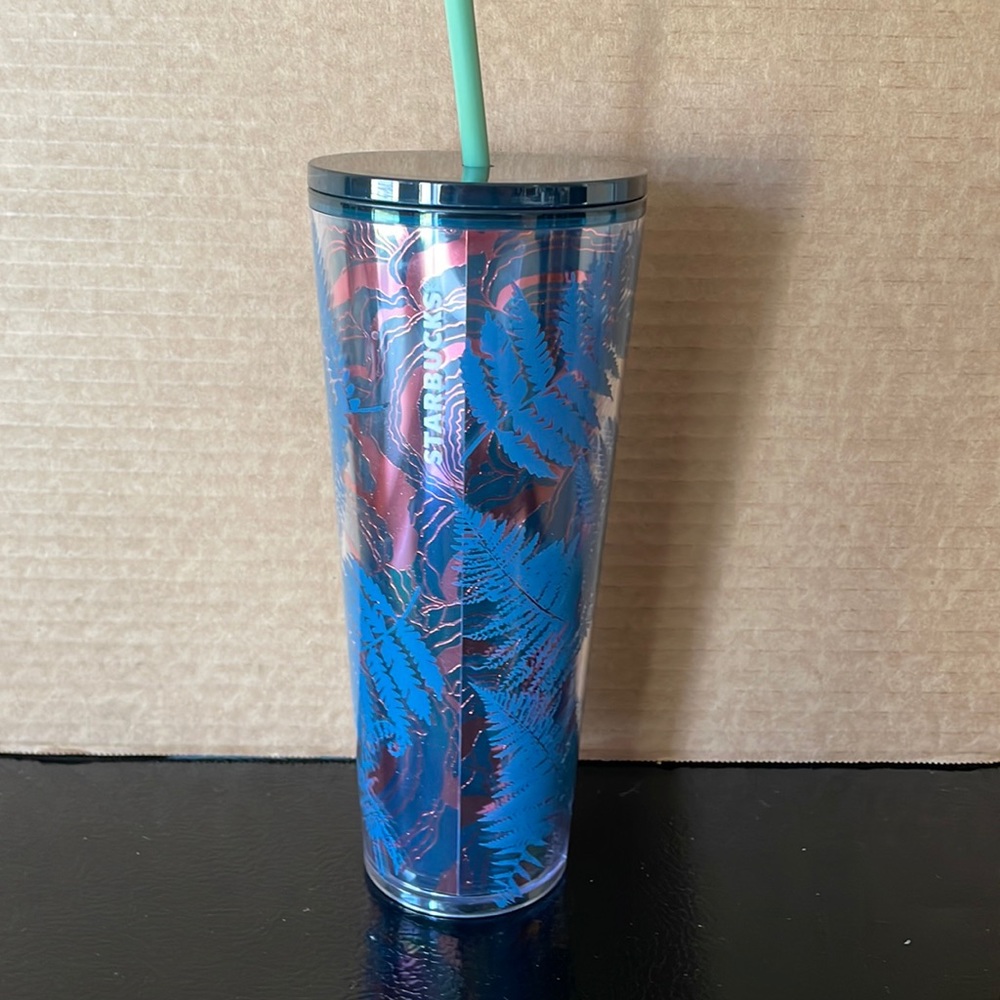 STARBUCKS TUMBLER Fall 2022 OCEAN FERN Venti Cold Cup 24oz IRIDESCENT Metallic